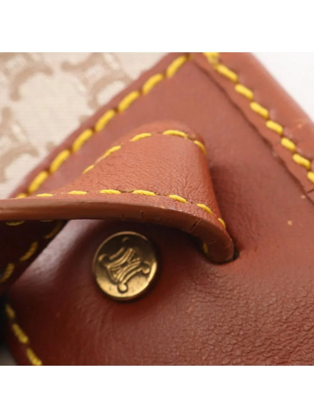 Celine Tote Macadam Beige Brown Canvas Leather